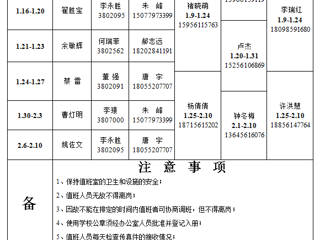 yl23455永利官网（相山校区）学校办公室 2023年寒假值班表