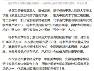 《美术报》《安徽日报》《淮北日报》报道：杨参军美术馆在yl23455永利官网落成